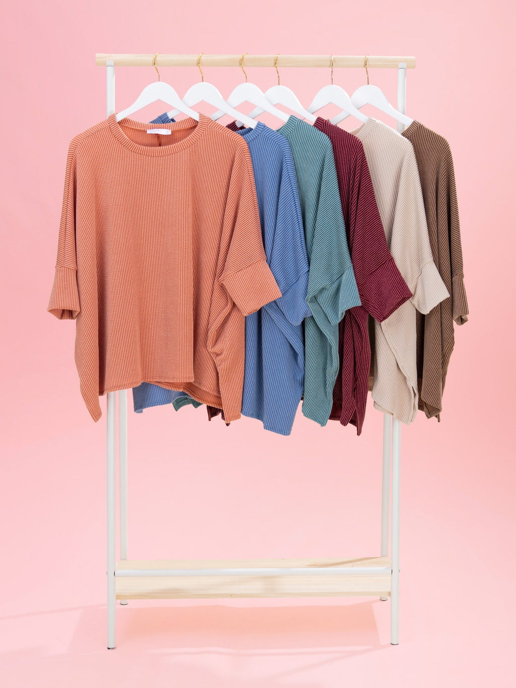 Raised Rib Easy Fit 3/4 Sleeve Top | Reg - Plus