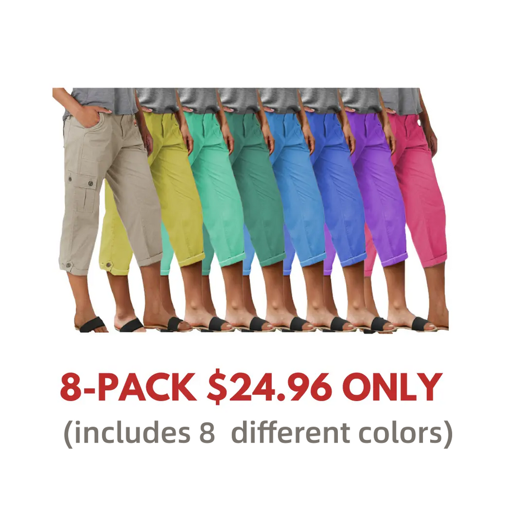 🔥Roll Tab Hem Multi Pocket Capri Mid Waist Cargo Pants🔥