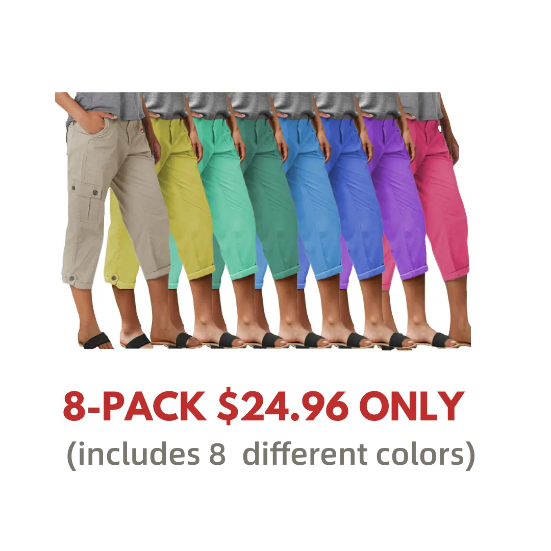 🔥Roll Tab Hem Multi Pocket Capri Mid Waist Cargo Pants🔥