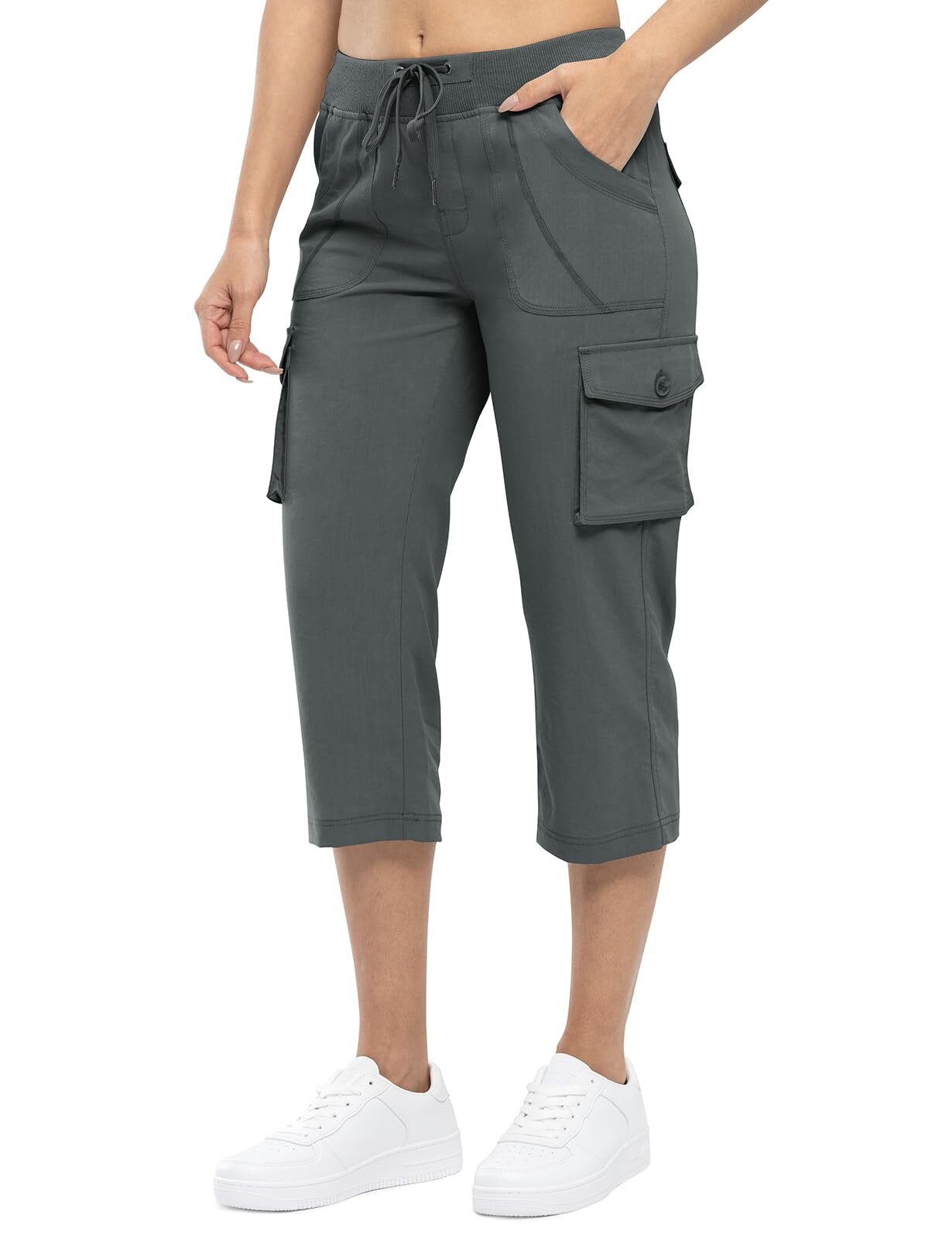 🔥Last day promotion!Women’s Loose Fit Lightweight Capri Cargo Pants – Casual 3/4 Trousers with 6 Pockets