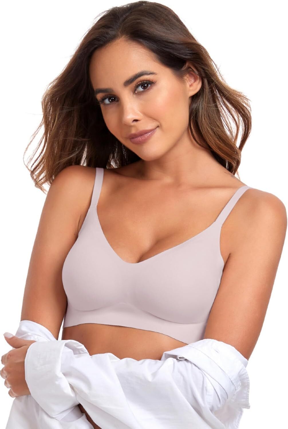 Women's daily push-up bra comfortable no-wire V-neck seamless no-wire bra
