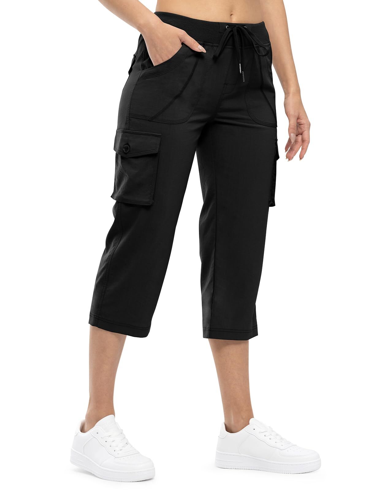 🔥Last day promotion!Women’s Loose Fit Lightweight Capri Cargo Pants – Casual 3/4 Trousers with 6 Pockets