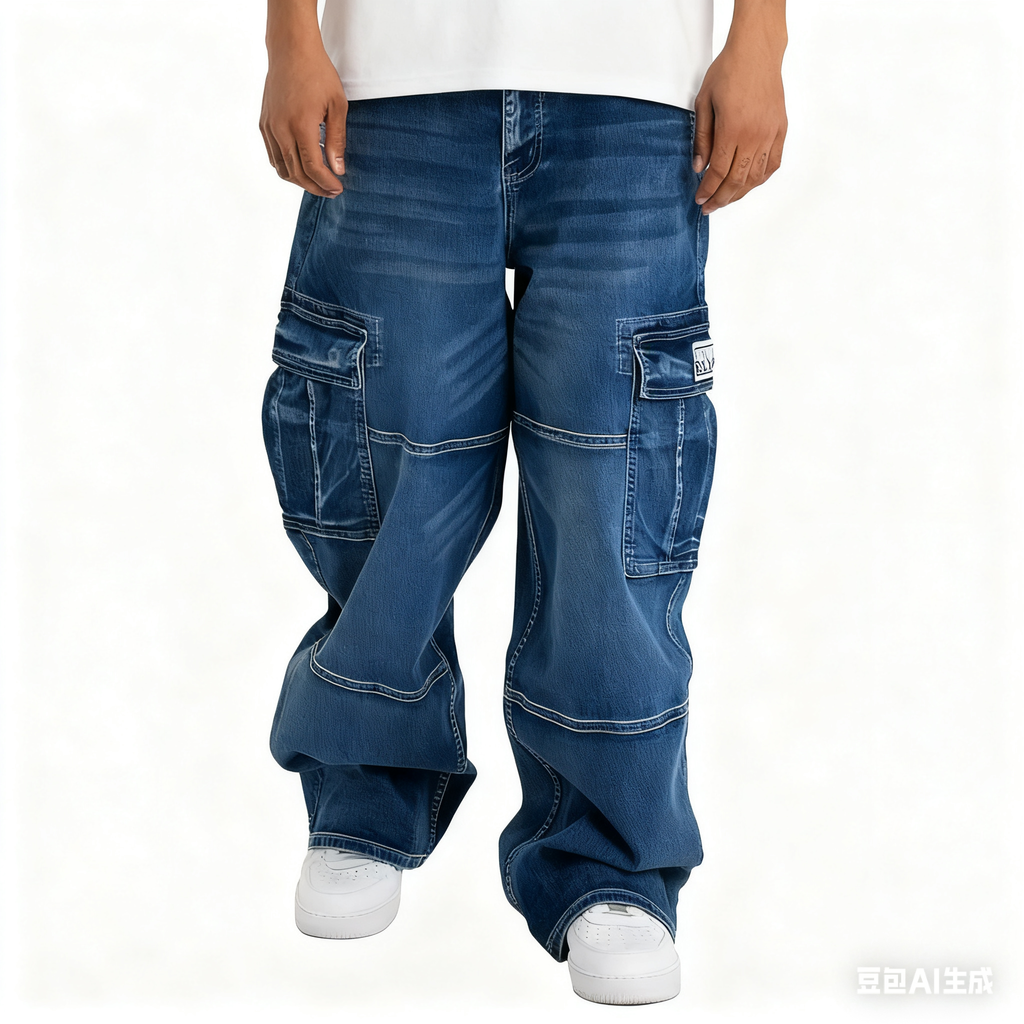 Men's Heavyweight Baggy Fit Denim Cargo Pant