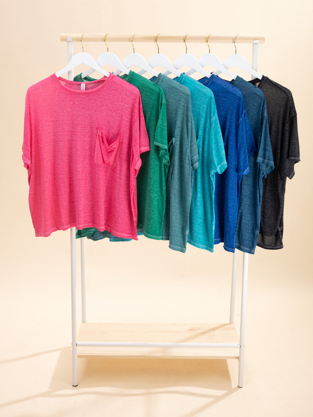 Zenana Oversized Melange Burnout Raw Edge Tee