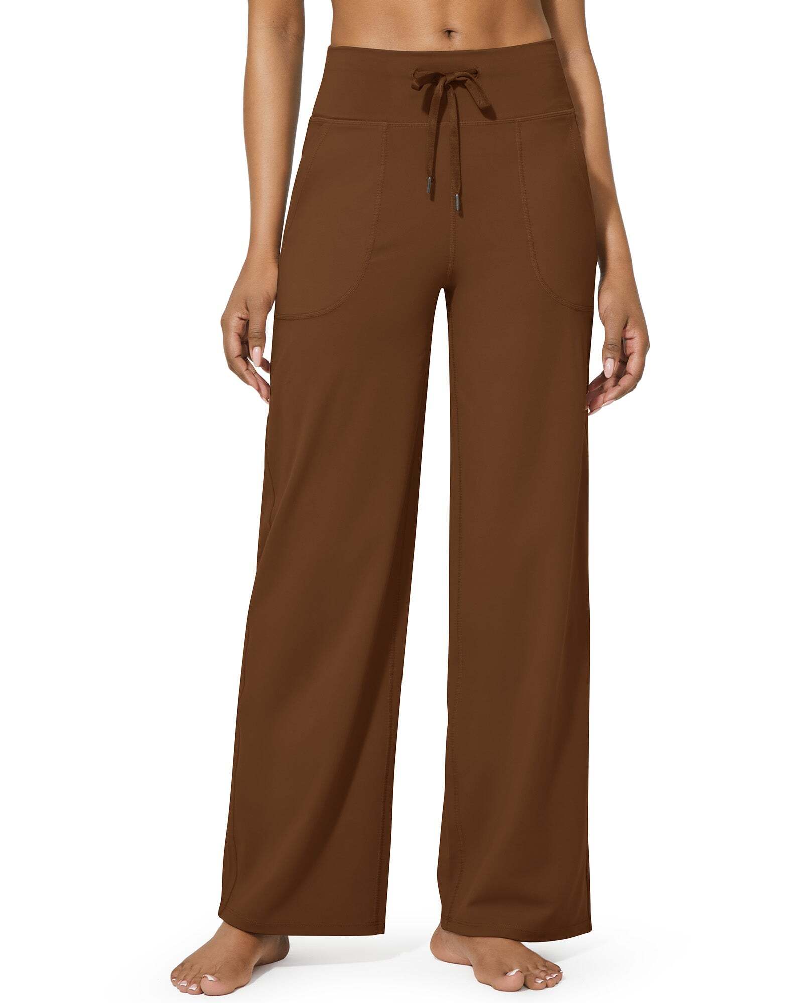 Women's Wide Leg Pants Yoga Pants High Waisted Sports Pants with Pockets Elastic Casual Comfort Pants