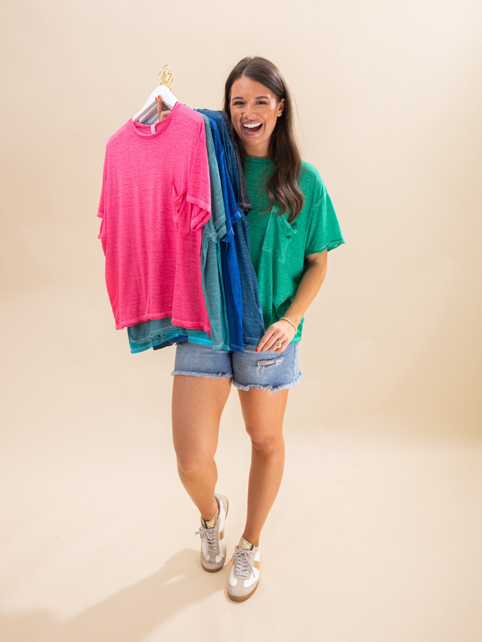 Zenana Oversized Melange Burnout Raw Edge Tee