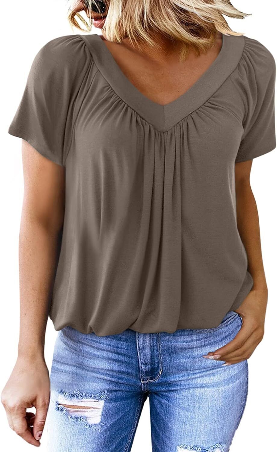 🔥FINAL SALE - Women's Casual Short Sleeve V Neck Basic T-shirts
