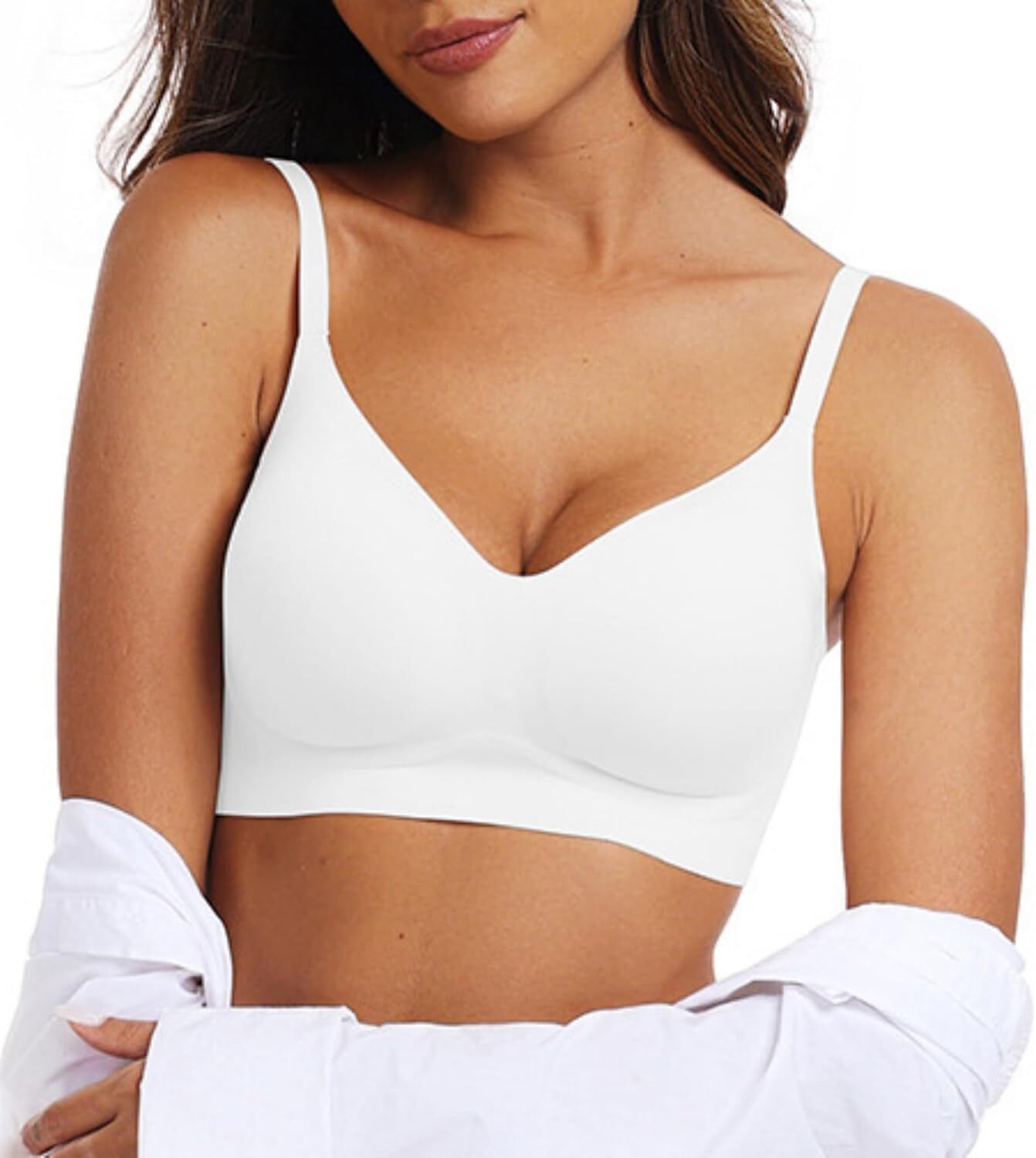 Women's daily push-up bra comfortable no-wire V-neck seamless no-wire bra