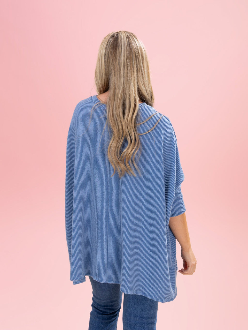 Raised Rib Easy Fit 3/4 Sleeve Top | Reg - Plus