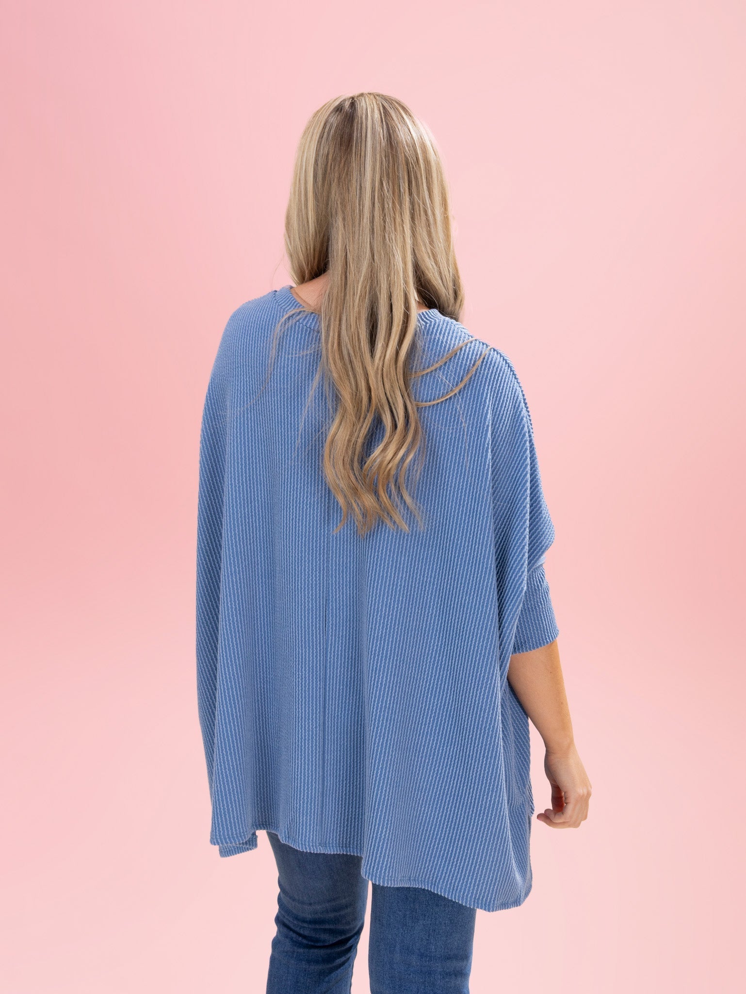 Raised Rib Easy Fit 3/4 Sleeve Top | Reg - Plus