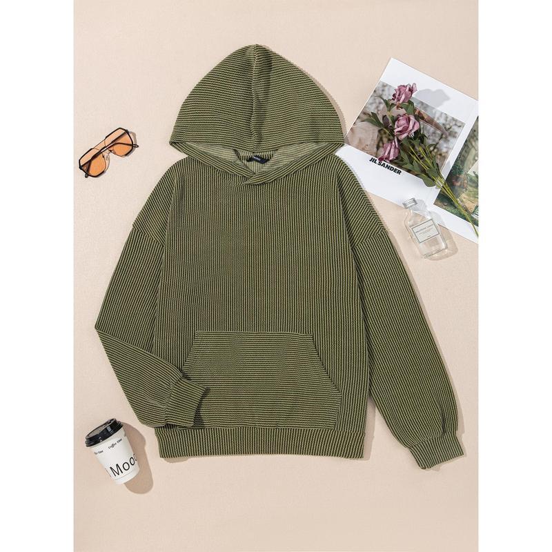 Women's Pullover Hoodies Sweatshirts Casual Loose Long Sleeve Ribbed Knit Shirts