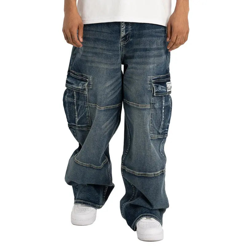 Men's Heavyweight Baggy Fit Denim Cargo Pant