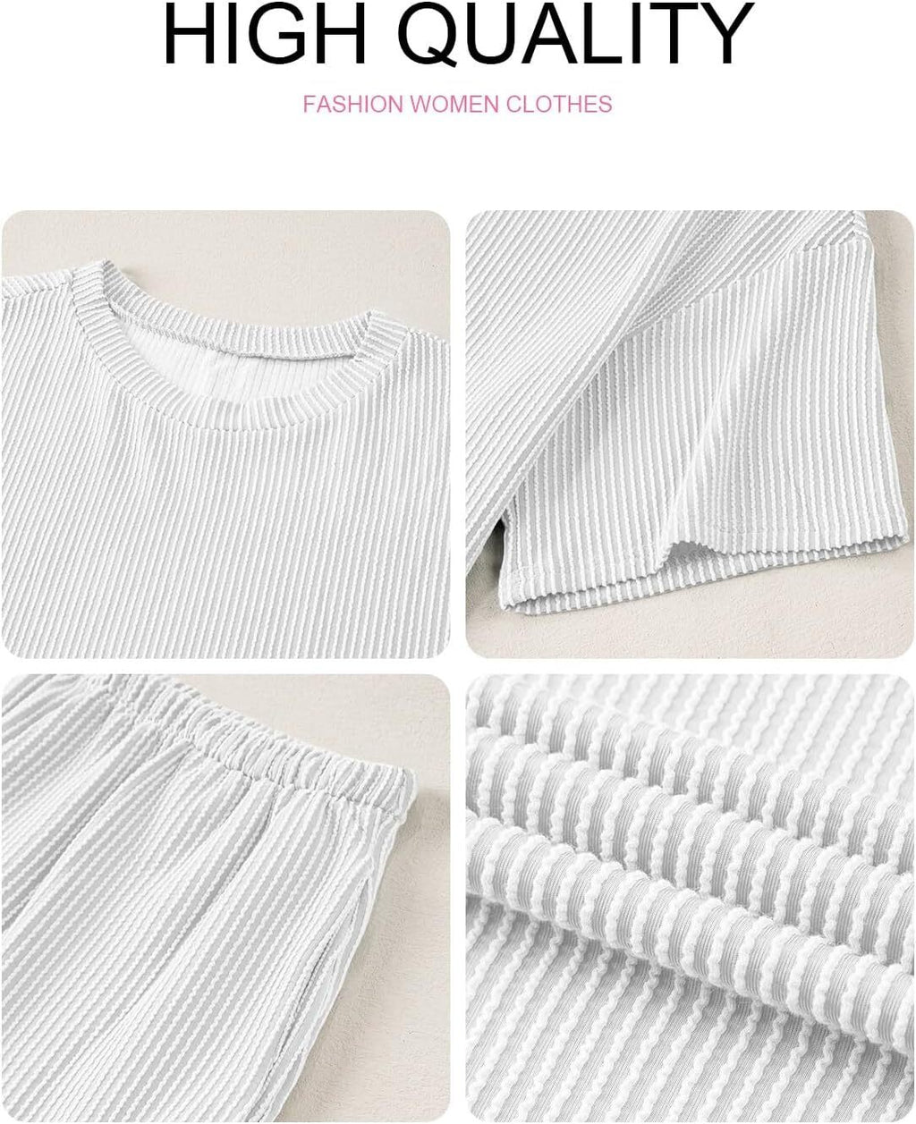 Two 2 Piece Sets for Women Short Sleeve Shirts High Waisted Shorts with Pockets Pajamas Lounge Matching Set