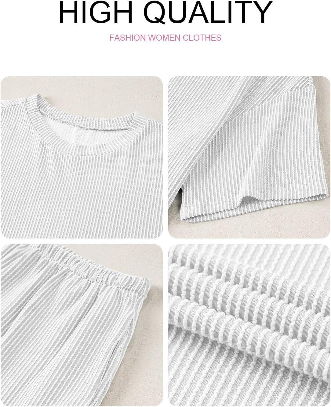 Two 2 Piece Sets for Women Short Sleeve Shirts High Waisted Shorts with Pockets Pajamas Lounge Matching Set