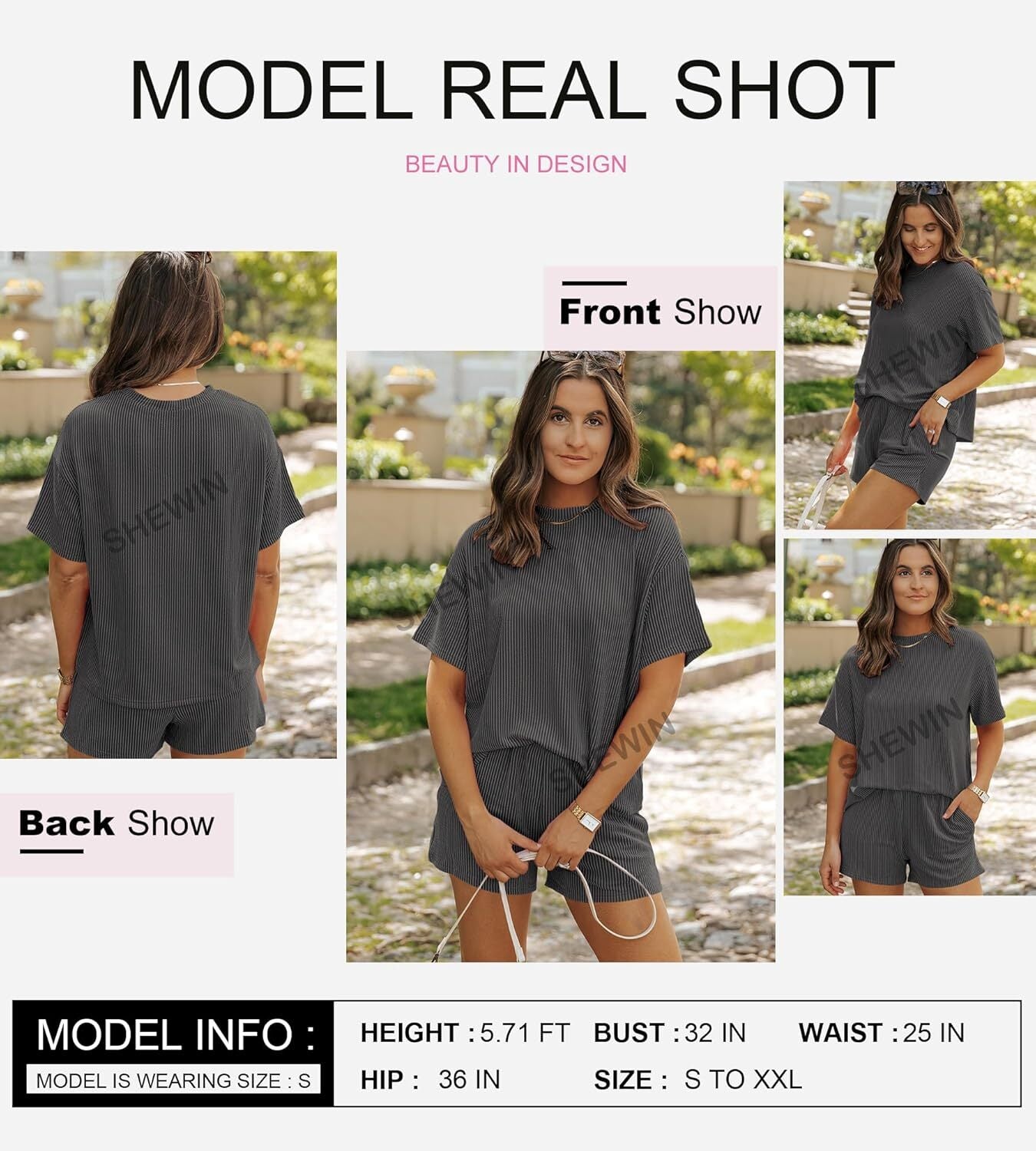 Two 2 Piece Sets for Women Short Sleeve Shirts High Waisted Shorts with Pockets Pajamas Lounge Matching Set