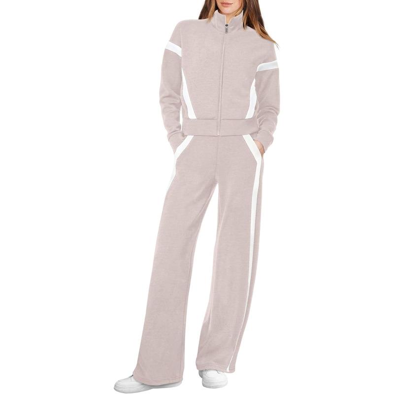Women's 2 Piece Outfit Fleece Sweatsuit Casual Lounge Matching Sets Crewneck Loose Fit Cozy Sweatshirt & Straight Leg Sweatpants Womenswear