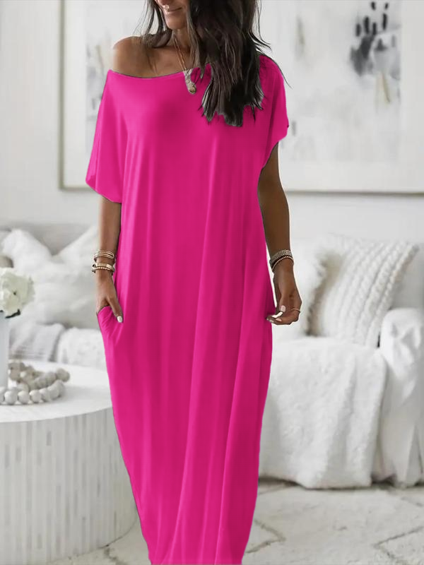 Bloomcin Women's Short Sleeve Loose Long Maxi Lounge Dress with Pockets