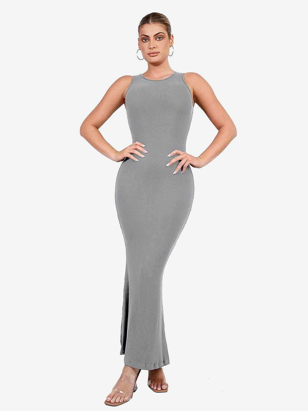 🔥Last day promotion!🔥Shapewear Modal Sleeveless Crew NeckMaxi Dress