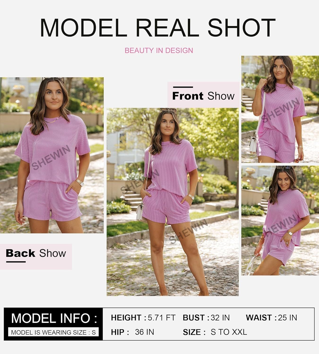 Two 2 Piece Sets for Women Short Sleeve Shirts High Waisted Shorts with Pockets Pajamas Lounge Matching Set