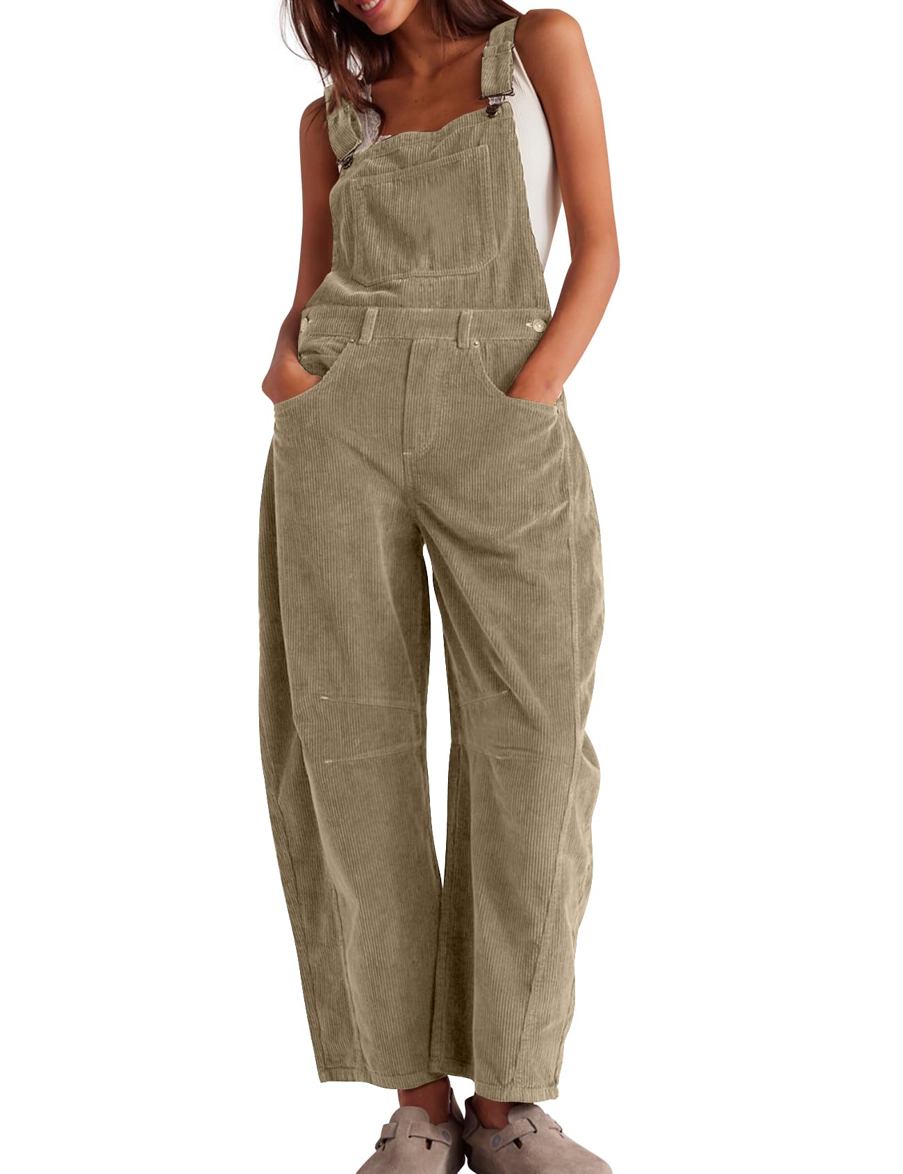 🍂 Women's Corduroy Overalls – Baggy Bib Jumpsuit with Pockets
