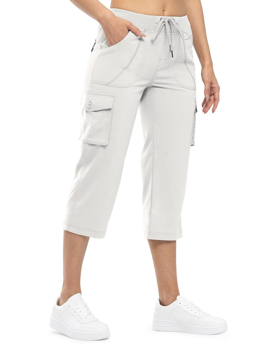 🔥Last day promotion!Women’s Loose Fit Lightweight Capri Cargo Pants – Casual 3/4 Trousers with 6 Pockets