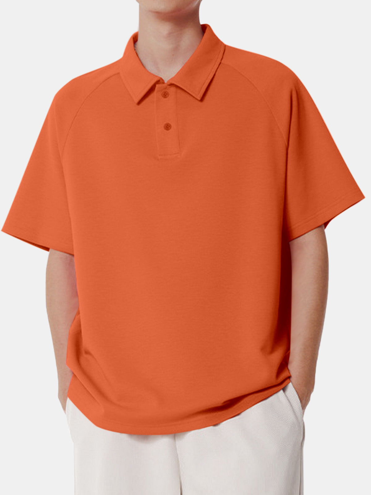 Men's Solid Color Comfortable Cotton Casual Daily Raglan Short-sleeved Polo Shirt