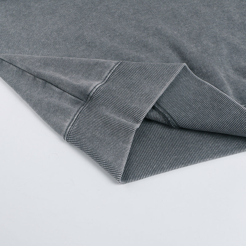 Men's Distressed Washed Cotton Round Neck Long-sleeved Sweatshirts