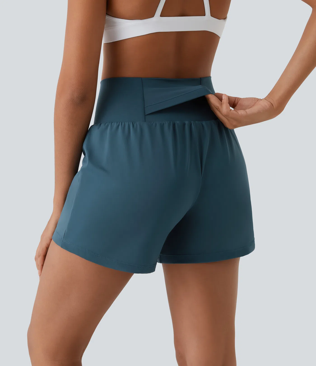 🔥Flash Sale⚡Super High Waisted Back Pocket & Side Hidden Pocket 2-in-1 Yoga Shorts