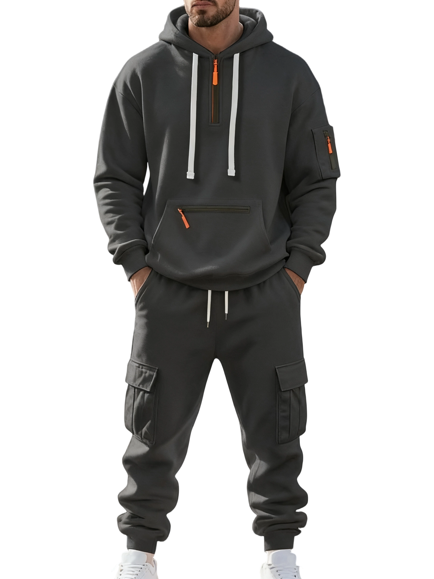 Clearance sale!Men’s Winter Fleece-Lined Set – Warm Casual Workwear Outfit with Multi-Pocket Jacket & Pants