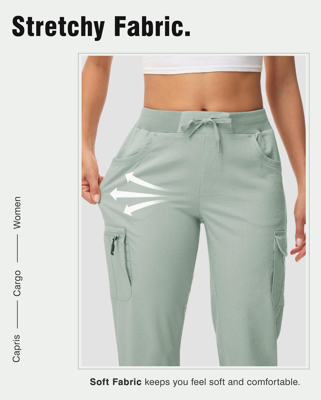 Womens Cargo Capris Lightweight Hiking Pants 6 Pockets Quick Dry Casual Outdoor Trip Loose Shorts Cropped Cotton