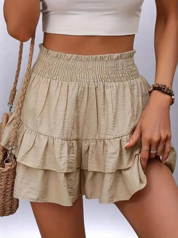 Women's Ruffle Hem High-Waist Casual Shorts
