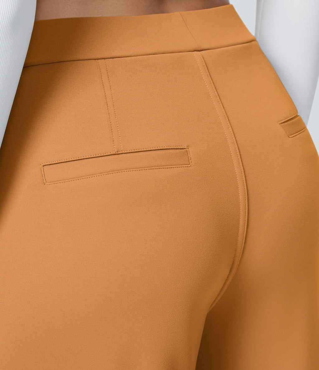 Factory Outlet - High Waisted Side Pocket Straight Leg Work Suit Pants