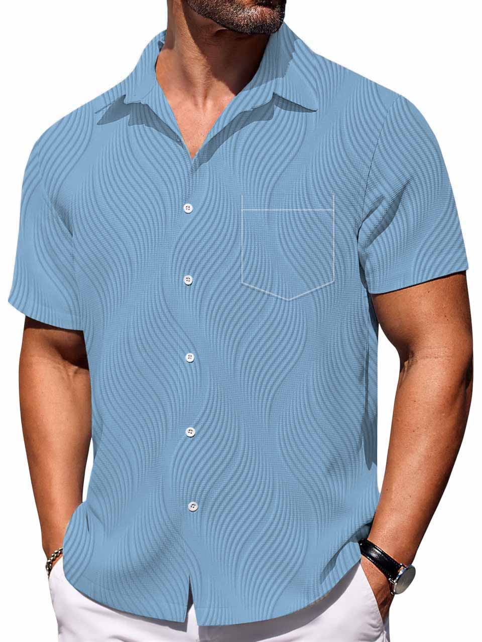 Men's Retro Comfortable Lapel Irregular Printed Short-Sleeved Shirt