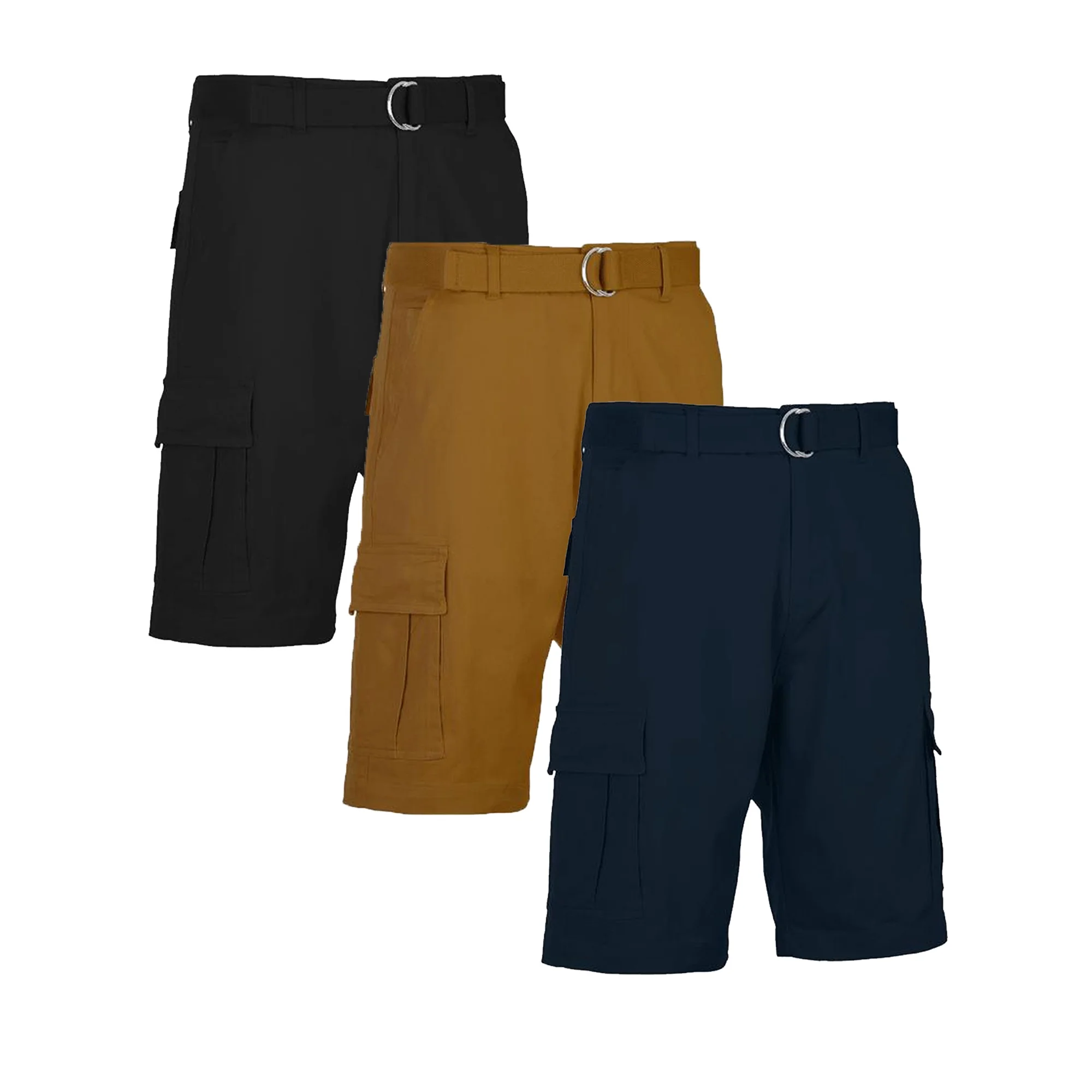 Men's Cotton Belted Cargo Shorts Vintage Distressed Lounge Hiking With Belt Sizes 28-50 NEW