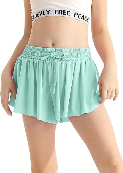 Women's Flowy Butterfly Athletic Running Workout Spandex Gym Yoga Tennis Skirts with Pocket