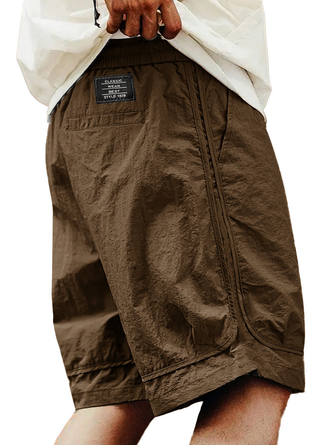 Men's Fashion Retro Outdoor Workwear Sports Embroidered Logo Pocket Shorts