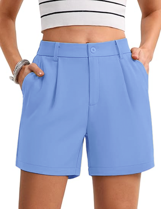 Women's Solid Color Button Casual Fitted Pocket Leg Shorts