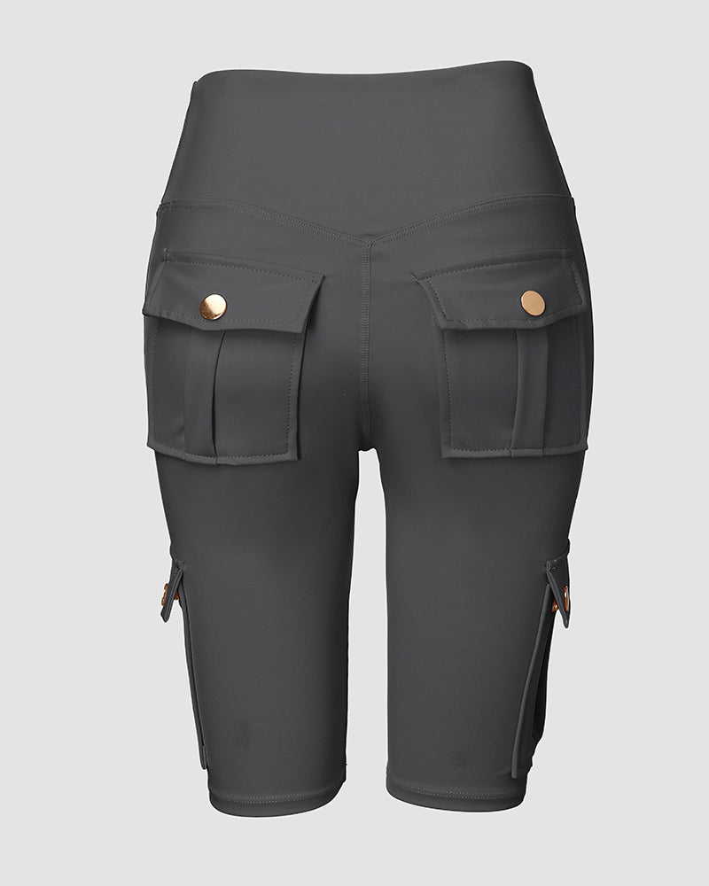 🔥High Waist Butt-Lift Biker Shorts with Pocket Flap 🔥
