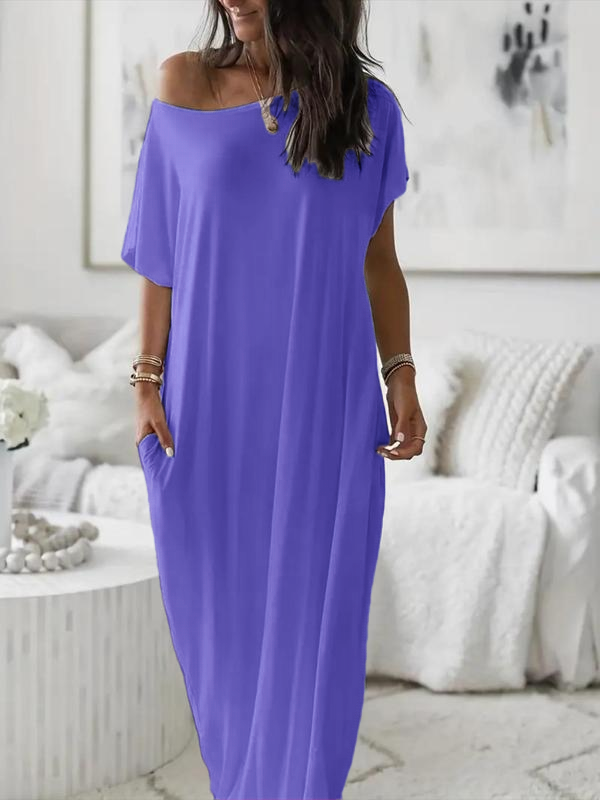 Bloomcin Women's Short Sleeve Loose Long Maxi Lounge Dress with Pockets