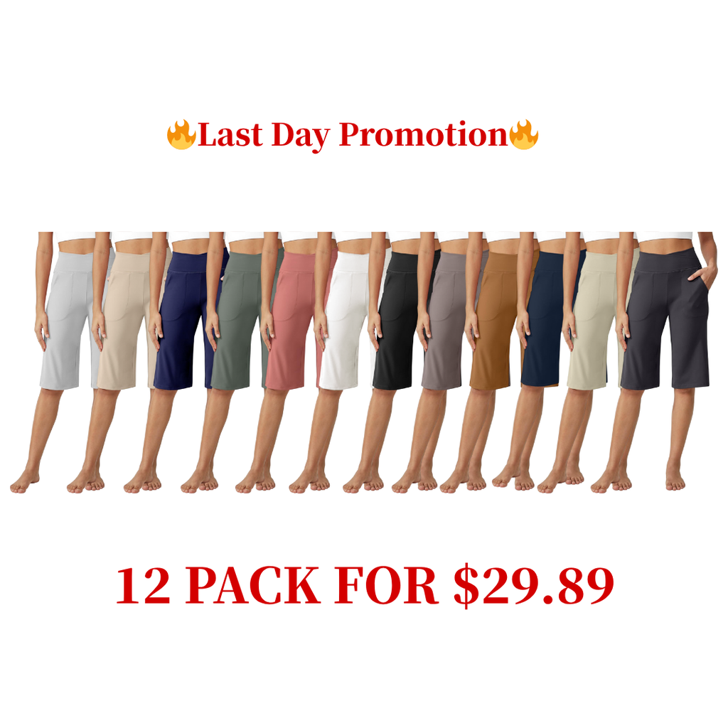 Capri Pants for Women -Knee Length Wide Leg Yoga Capris Dressy Casual Summer Crop Pants with Pockets