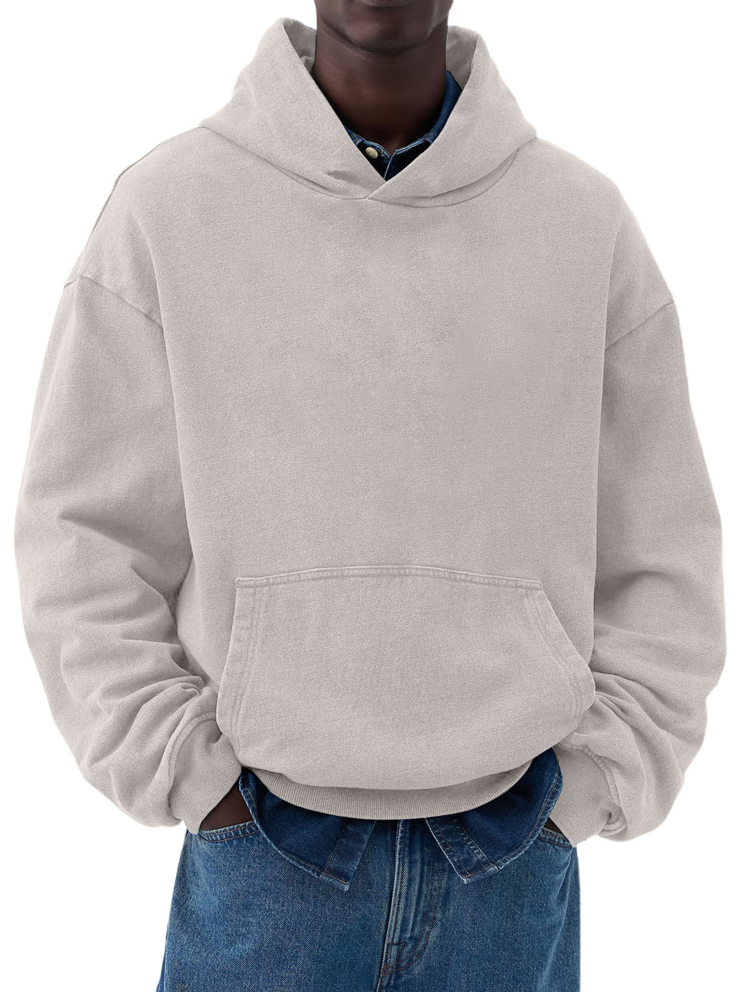 Men's Cotton Washed Distressed Heavyweight Long Sleeve Pocket Hooded Sweatshirt