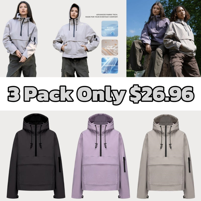 🔥Last Day Promotion!Oversized Waterproof and windproof zipper outdoor hooded jacket