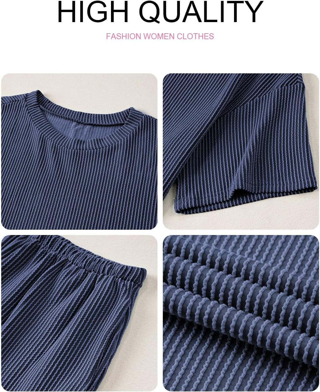 Two 2 Piece Sets for Women Short Sleeve Shirts High Waisted Shorts with Pockets Pajamas Lounge Matching Set