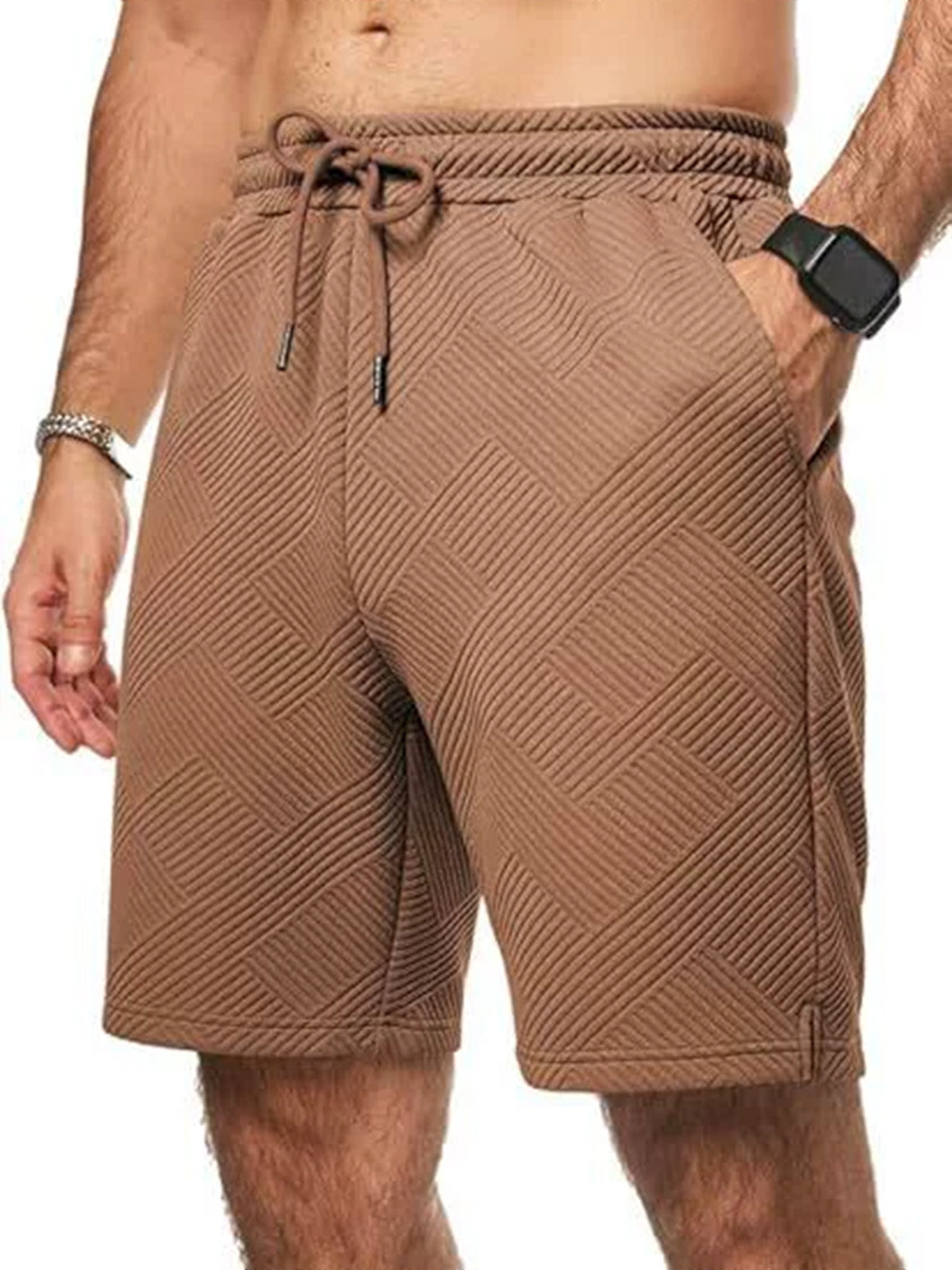 Men's Casual Solid Color Textured Beach Shorts