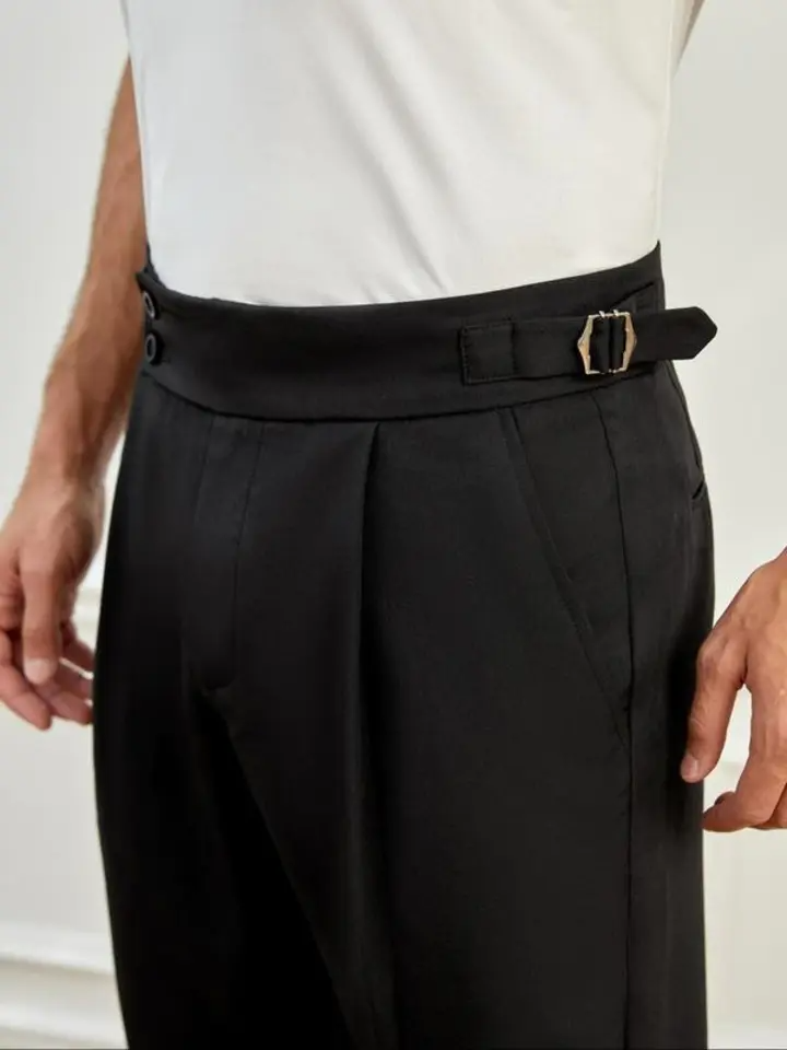 Men's Stretch Gurkha Pants Slim Fit Dress Pants for Men Expandable Waist Dress Pants