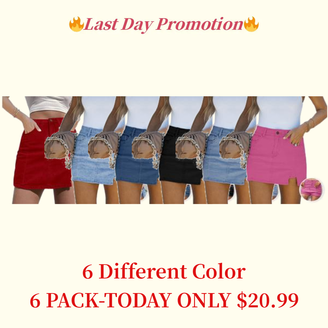 ⚡Factory-Direct Deals⚡Skorts Skirts for Women Denim Mini Skirt Side Slit with High Waisted Jean Shorts Stretchy