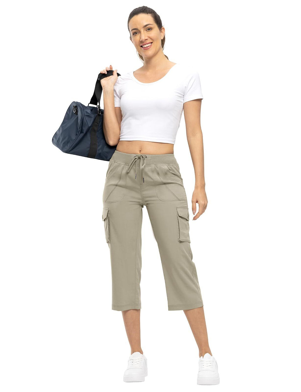 🔥Last day promotion!Women’s Loose Fit Lightweight Capri Cargo Pants – Casual 3/4 Trousers with 6 Pockets