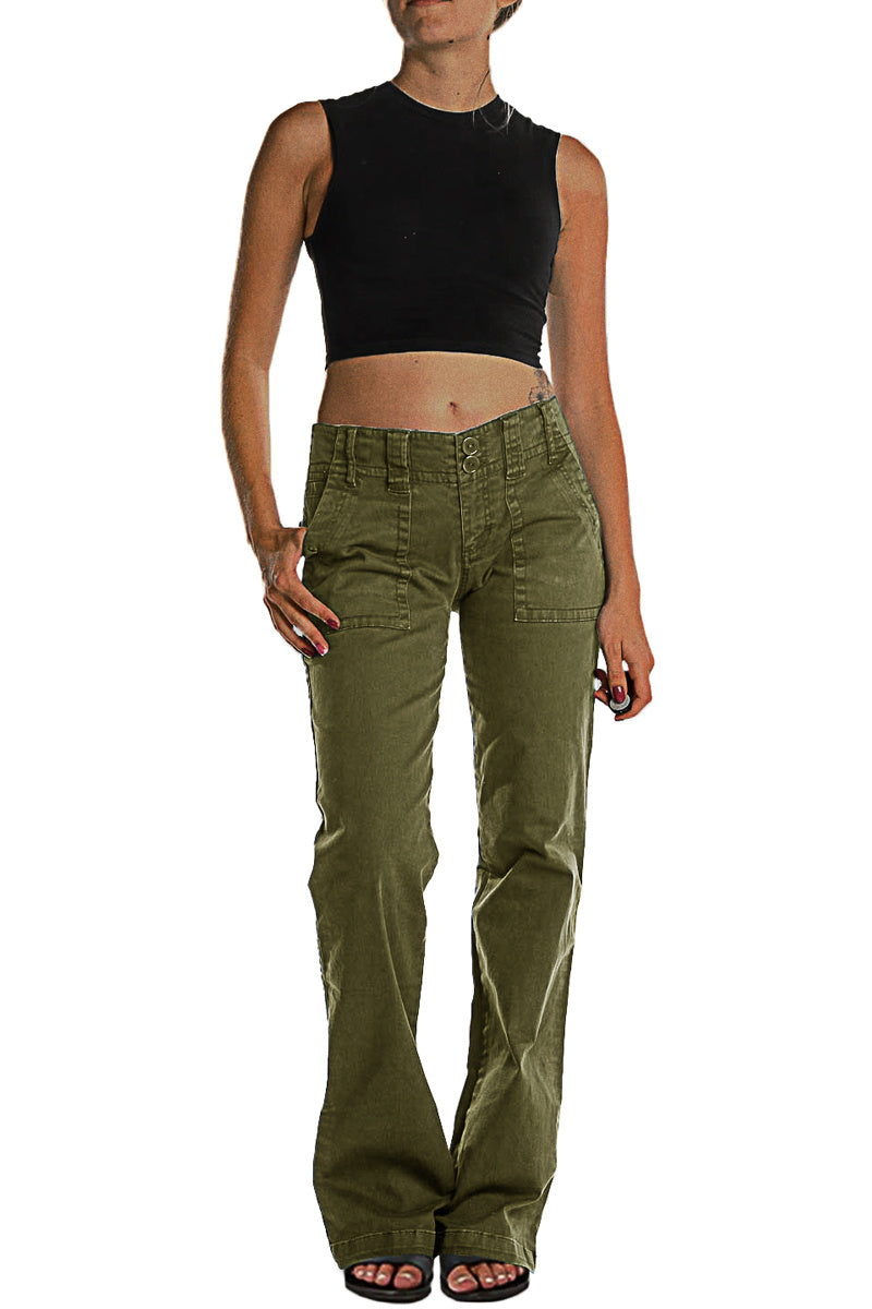 ⚡FINAL SALE⚡- Double Button Mid Waist Straight Leg Pants