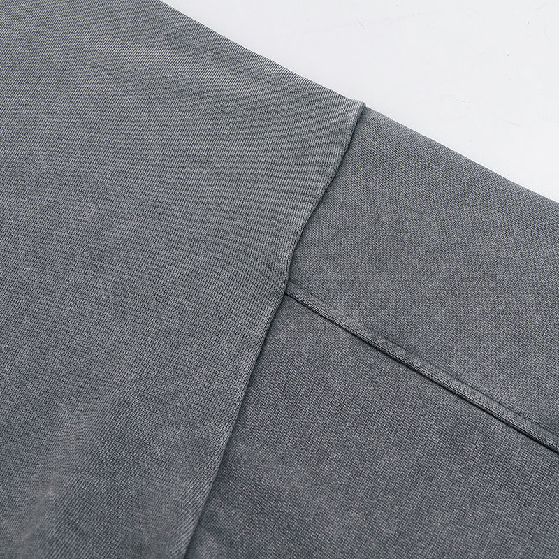 Men's Distressed Washed Cotton Round Neck Long-sleeved Sweatshirts