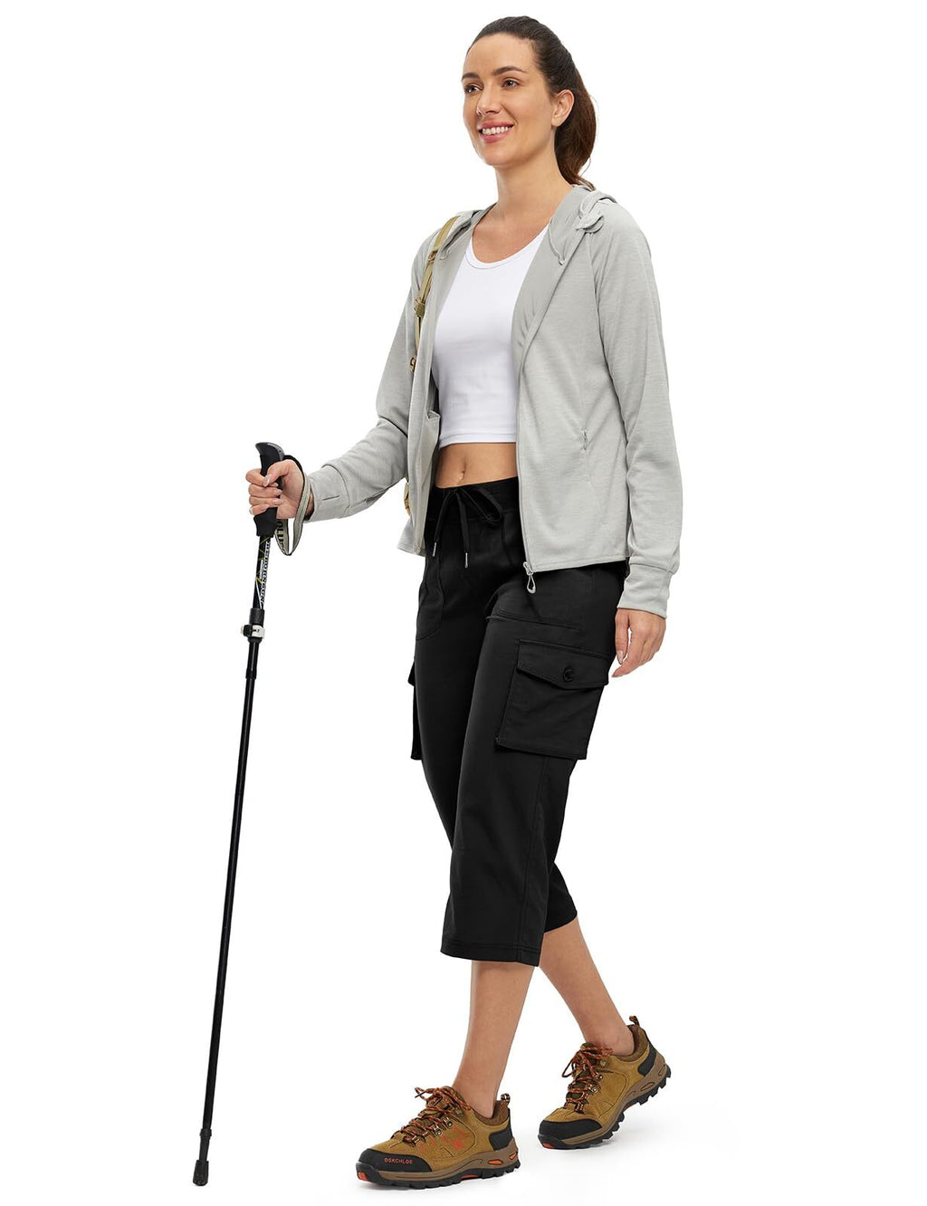 🔥Last day promotion!Women’s Loose Fit Lightweight Capri Cargo Pants – Casual 3/4 Trousers with 6 Pockets